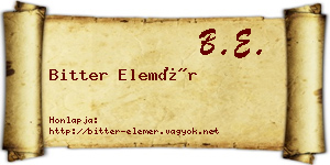 Bitter Elemér névjegykártya